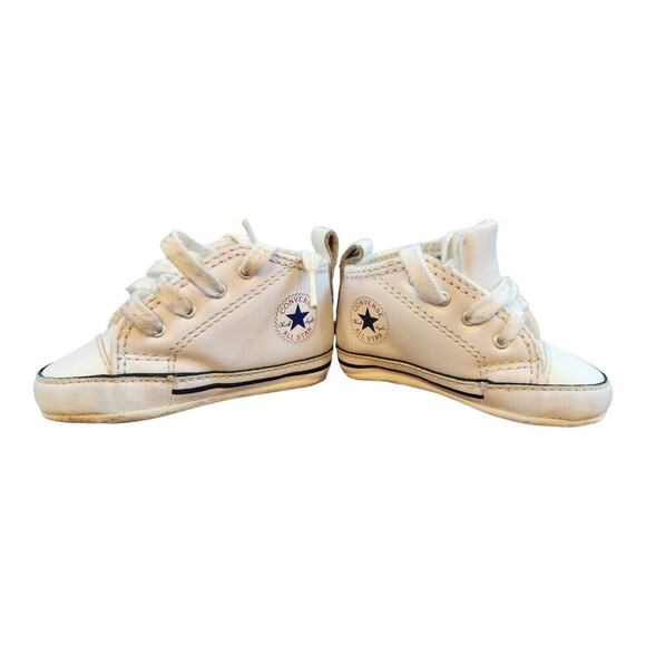 Converse all star 2 pr black & white sz 2 infant/toddler leather chuck taylors - Picture 3 of 14